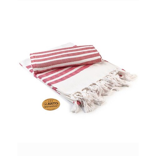 ARTG Hamamzz® Dalaman Towel (White, Fire Red, 100 x 180 cm)