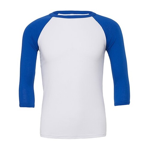 Canvas Unisex 3/4 Sleeve Baseball T-Shirt (White, True Royal, XXL)
