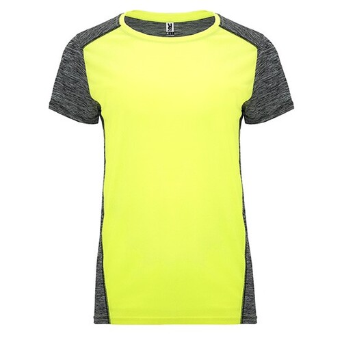 Roly Sport Women´s Zolder T-Shirt (Fluor Yellow 221, Heather Black 243, S)