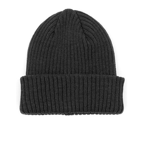 Brain Waves POLYLANA® Rib Beanie With Cuff (Dark Grey Melange, One Size)