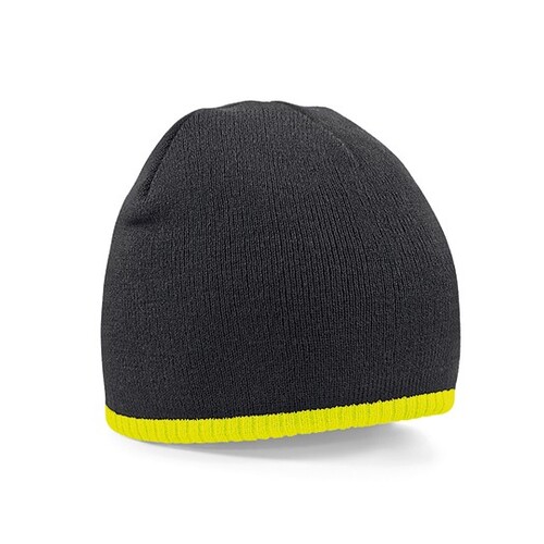 Beechfield Two-Tone Pull-On Beanie (Black, Fluorescent Yellow, One Size)