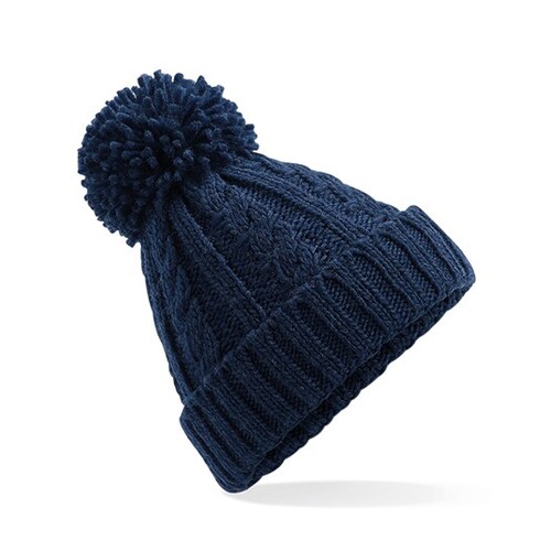 Beechfield Cable Knit Melange Beanie (Navy, One Size)