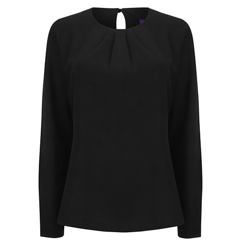 Ladies Pleat Front Long Sleeved Blouse