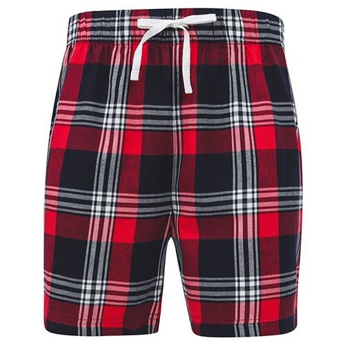 SF Men Men´s Tartan Lounge Shorts (Red-Navy Check, XL)