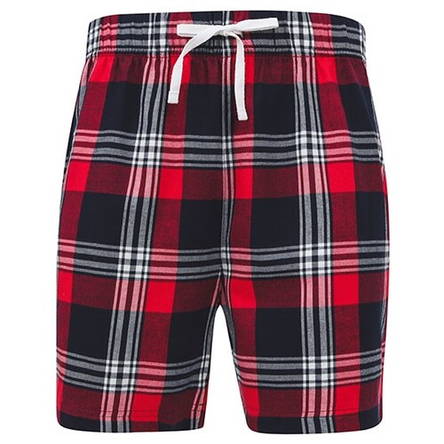 SF Men Men´s Tartan Lounge Shorts (Red-Navy Check, XXL)