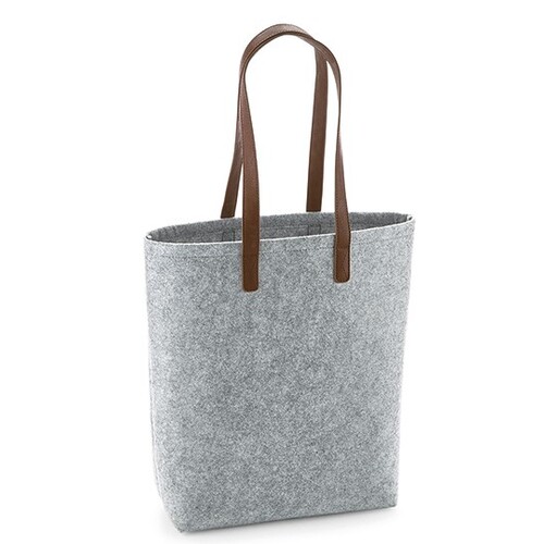 BagBase Premium Felt Bag (Grey Melange, Tan, 29 x 38 x 12 cm)