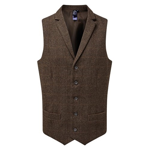 Premier Workwear Men´s Herringbone Waistcoat (Brown Check (ca. Pantone 7519C), XXL)