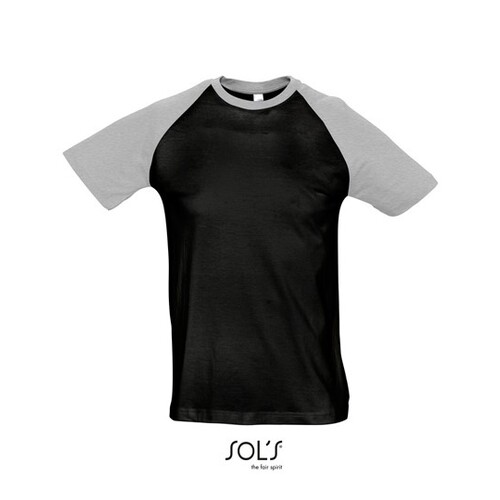 SOL´S Raglan T-Shirt Funky 150 (Black, Grey Melange, 3XL)