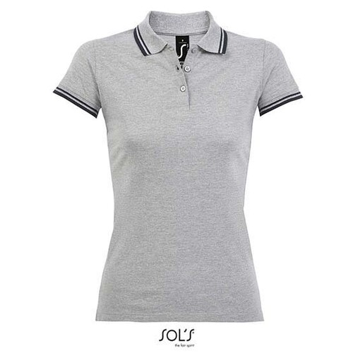 SOL´S Women´s Polo Shirt Pasadena (Grey Melange, Navy, S)