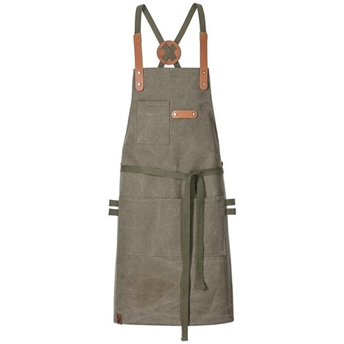 Bib apron canvas with decorative label