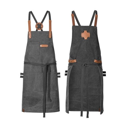 Bib apron canvas with decorative label