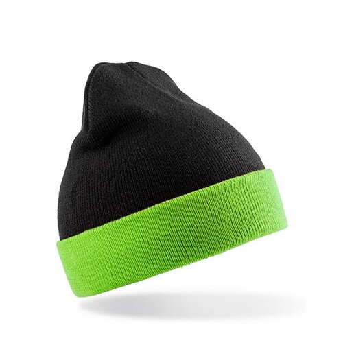 Result Genuine Recycled Recycled Black Compass Beanie (Black, Lime, One Size)