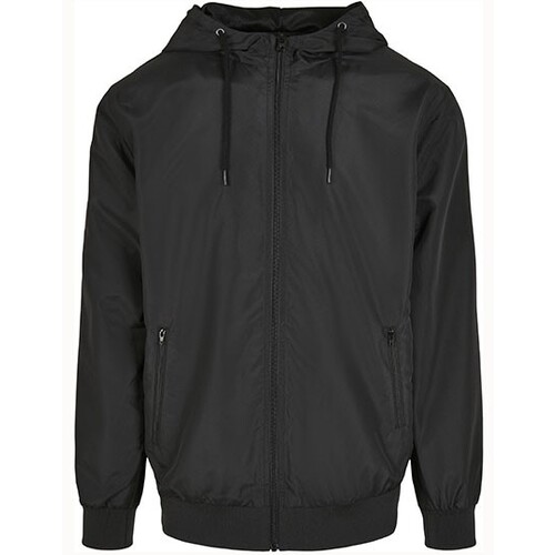 Build Your Brand Recycled Windrunner (Black, Black, 3XL)