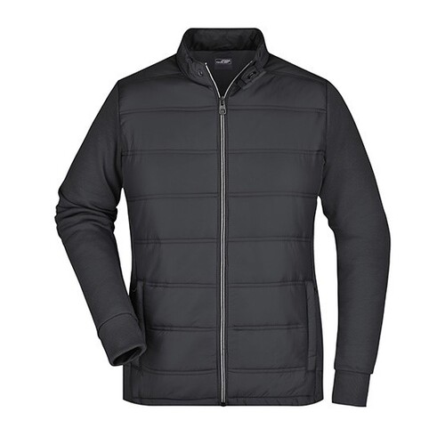 James&Nicholson Ladies´ Hybrid Sweat Jacket (Black, S)