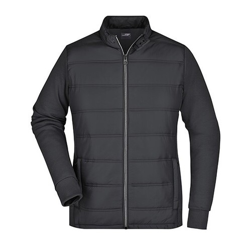 James&Nicholson Ladies´ Hybrid Sweat Jacket (Black, XXL)