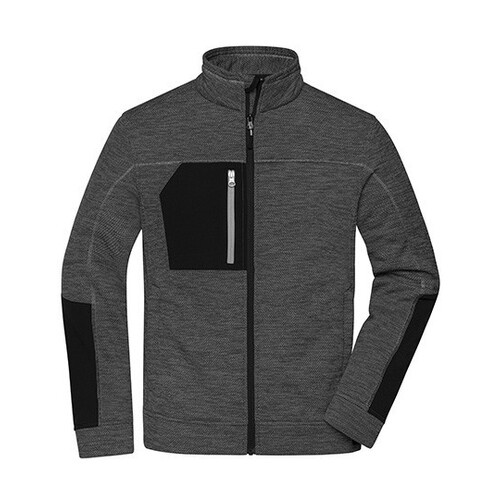 James&Nicholson Men´s Structure Fleece Jacket (Black Melange, Black, Silver (Solid), XS)