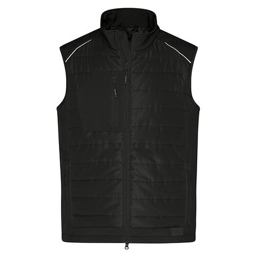 James&Nicholson Men´s Hybrid Vest (Black, Black, S)