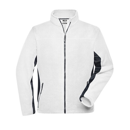 James&Nicholson Men´s Workwear Fleece Jacket -STRONG- (White, Carbon, XS)