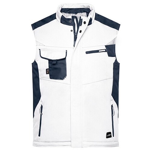 James&Nicholson Craftsmen Softshell Vest -STRONG- (White, Carbon, XS)