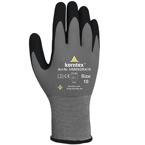 Korntex Elastic Nitrile Foam Gloves Izmir (Black, Grey, 10)