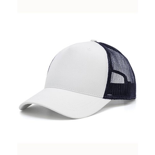Brain Waves 5-Panel Trucker Cap Recycled (White, Navy, One Size)