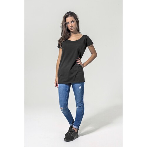 Build Your Brand Ladies´ Wideneck Tee (Black, XS)