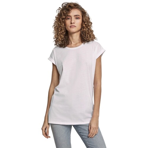 Build Your Brand Camiseta orgánica con hombros alargados para mujer (Cherry, M)