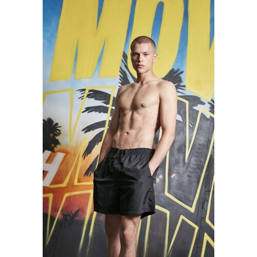 Build Your Brand Recycled Swim Shorts (Black, S)