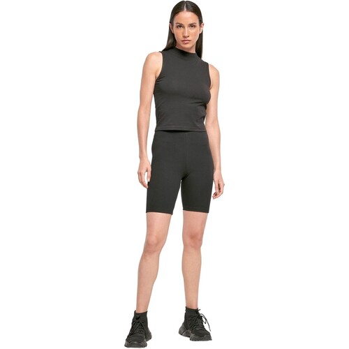 Culotte de ciclismo de cintura alta Build Your Brand para mujer (Negro, S)