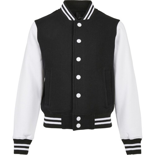 Build Your Brand Kids´ Organic Sweat College Jacket (Black, White, 158/164)