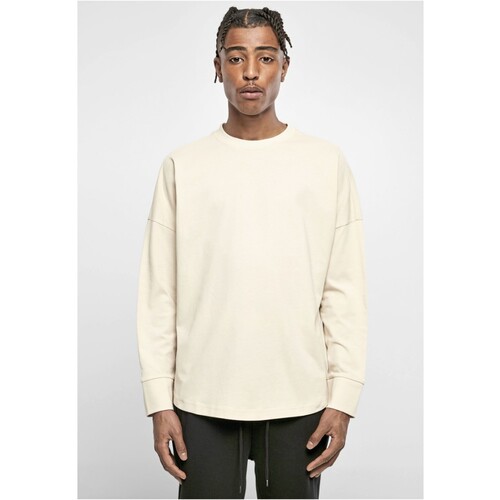 Build Your Brand Oversized Cut On Sleeve Longsleeve (Sand, XL)