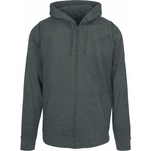 Build Your Brand Basic Zip Hoody (Heather Grey, M)