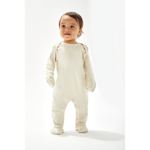 Babybugz Baby Sleepsuit With Scratch Mitts (Organic Natural, 0-3 Monate)