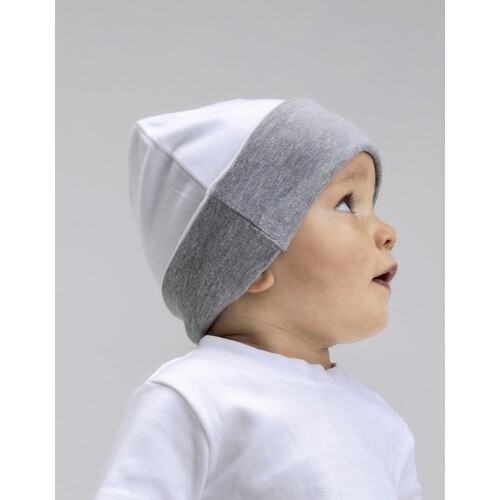 Babybugz Baby Reversible Slouch Hat (White, Heather Grey Melange, One Size)