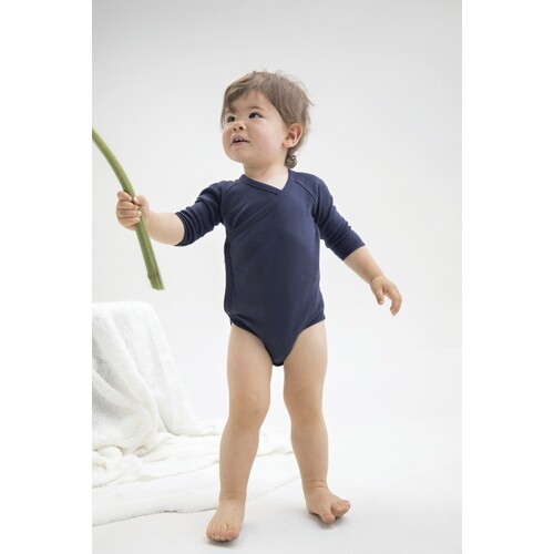 Babybugz Baby Long Sleeve Kimono Bodysuit (Black, 0-3 Monate)