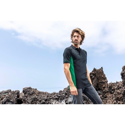 Promodoro Men´s Functional Contrast Polo (Black, Kelly Green, S)