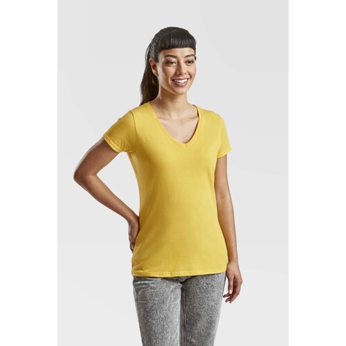 Fruit of the Loom Ladies´ Valueweight V Neck T (White, XXL)