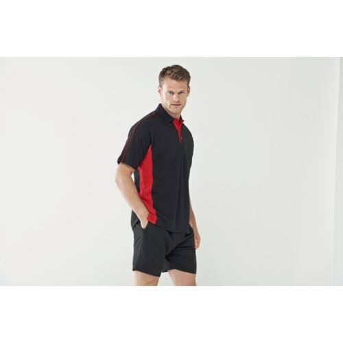 Finden+Hales Adult's Sports Polo (Black, Red, S)