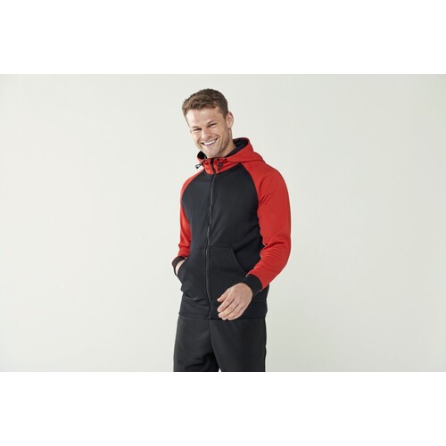 Finden+Hales Panelled Sports Hoodie (Black, Red, White, S)