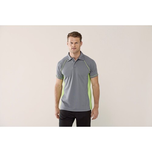 Trouver+Hales Hommes Piped Performance Polo (Black, Red, 4XL)