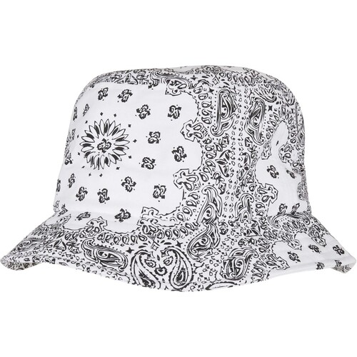 FLEXFIT Bandana Print Bucket Hat (White, Black, One Size)