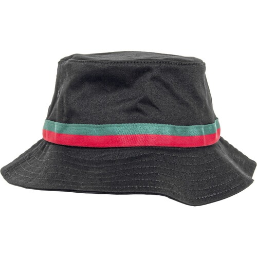 FLEXFIT Stripe Bucket Hat (Black, Fire Red, Green, One Size)