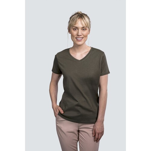 HRM T-shirts de luxe à col en V pour femmes (Stone, S)