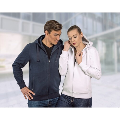 Chaqueta con capucha HRM Premium, Mujer (Gris oscuro, S)