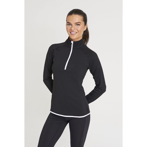 Just Cool Women´s Cool 1/2 Zip Sweat (Charcoal (Solid), Jet Black, XS)
