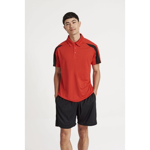 Just Cool Contrast Cool Polo (Arctic White, Fire Red, S)
