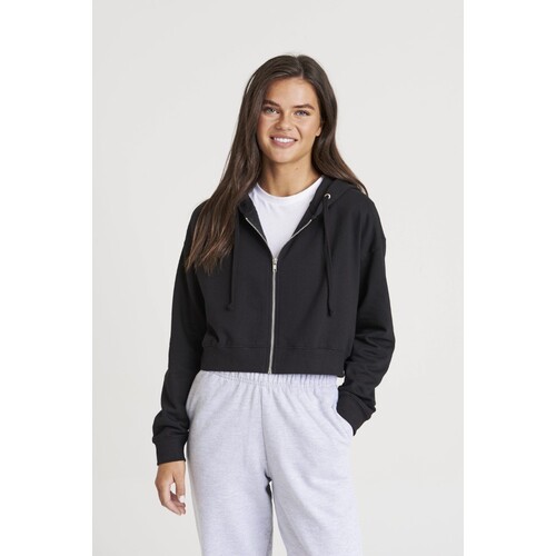 Just Hoods Women´s Fashion Cropped Zoodie (Arctic White, XXS)
