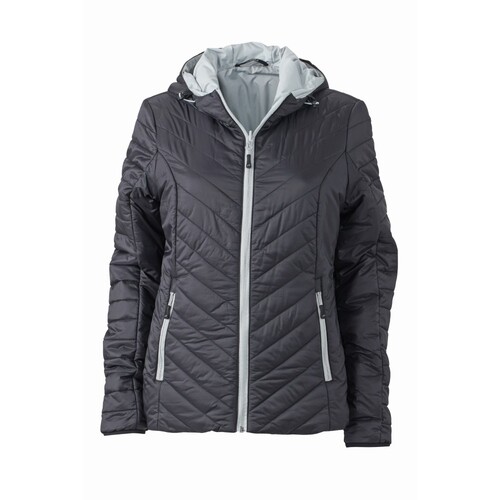 James&Nicholson Ladies´ Lightweight Jacket (Black, Silver (Solid), S)