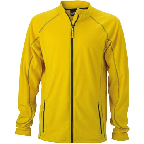 James&Nicholson Men´s Structure Fleece Jacket (Yellow, Carbon, XXL)