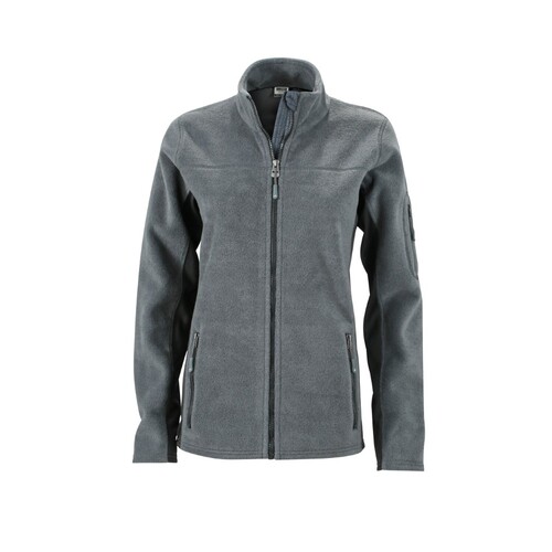 James&Nicholson Ladies´ Workwear Fleece Jacket -STRONG- (White, Carbon, XS)